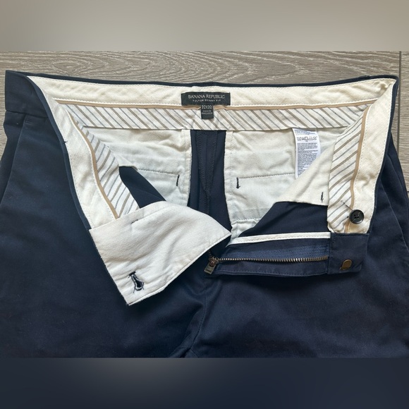 Banana Republic Pants Men 32x32 Navy Fulton Chino Flat Front Classiccore Preppy - Picture 6 of 12